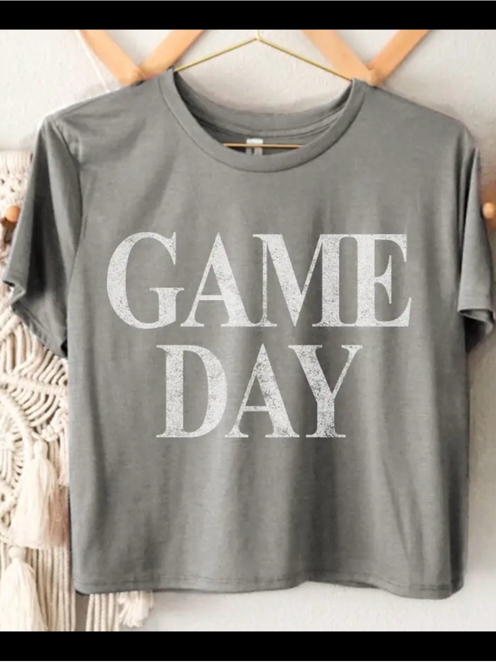 Unbranded Gray 'Game Day' Crop Tee